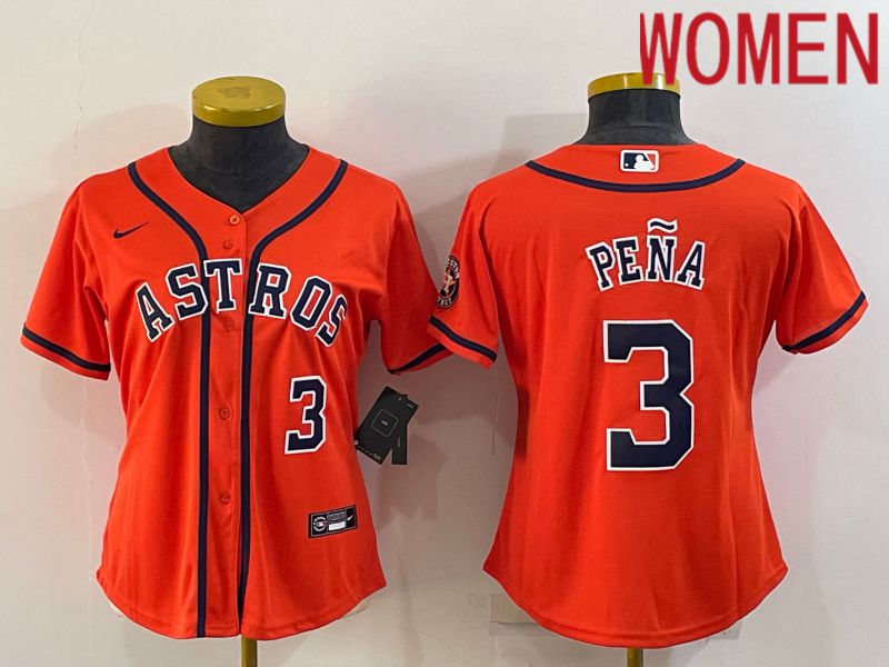 Women Houston Astros #3 Pena Orange Game Nike 2022 MLB Jerseys